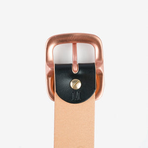 Obbi Good Label - OGL Single Prong Copper Garrison Buckle Leather Belt - Hand Dyed Black