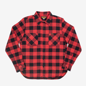 Iron Heart -  Ultra Heavy Flannel Buffalo Check Work Shirt - Red/Black